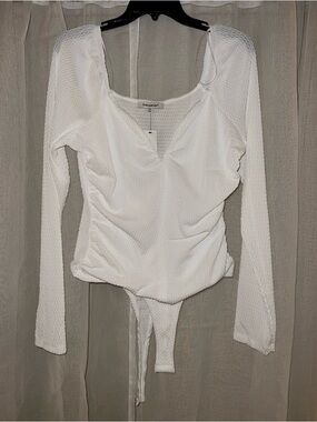 NWT | White Plunge Neck Body Suit